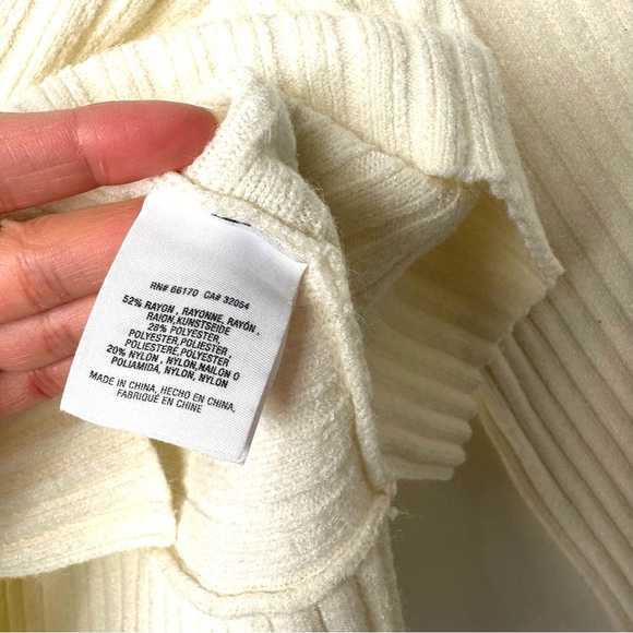 Anthropologie Moth Cream White Oversized Slouchy Ribbed Cowl Neck Sweater - Picture 10 of 14